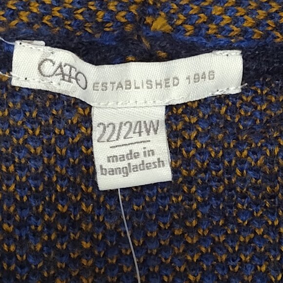 Cato: Long Sleeve Cardigan, Size 22/24W, Navy Blue/Mustard Yellow - Picture 4 of 6